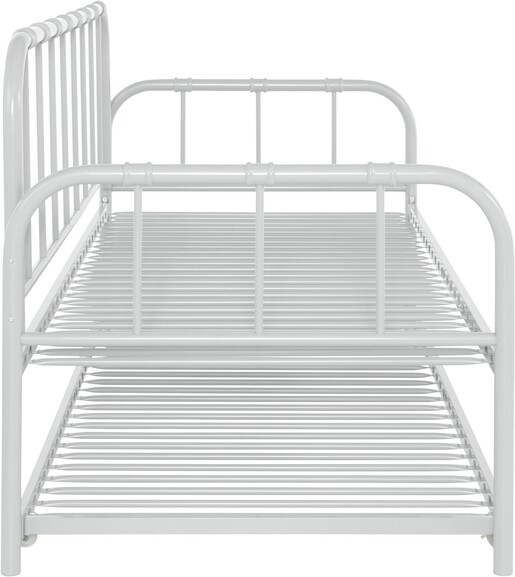 Metallbett Lattenrost, ausziehbare Schlafffläche, Liegefläche in white 90 x 200 cm