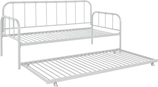 Metallbett Lattenrost, ausziehbare Schlafffläche, Liegefläche in white 90 x 200 cm