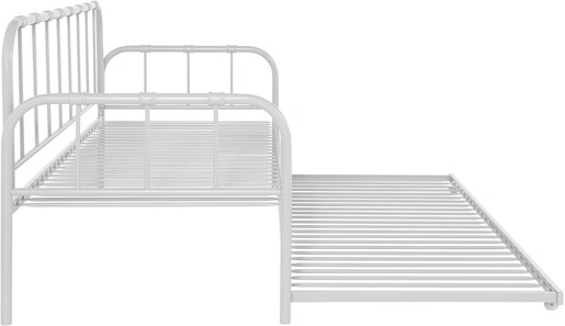 Metallbett Lattenrost, ausziehbare Schlafffläche, Liegefläche in weiß 90 x 200 cm