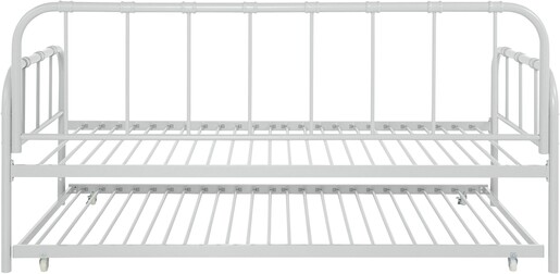 Metallbett Lattenrost, ausziehbare Schlafffläche, Liegefläche in white 90 x 200 cm