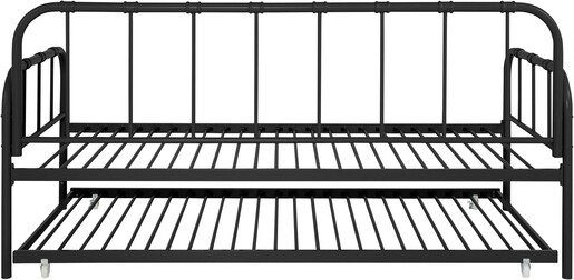 Metallbett Lattenrost, ausziehbare Schlafffläche, Liegefläche in schwarz 90 x 200 cm