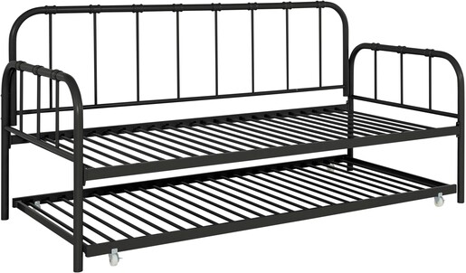 Metallbett Lattenrost, ausziehbare Schlafffläche, Liegefläche in schwarz 90 x 200 cm