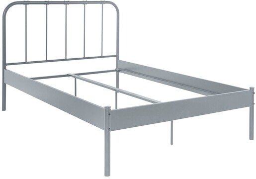 Metallbett Lattenrost, ausziehbare Schlafffläche, Liegefläche in grau 90 x 200 cm