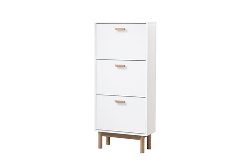 Schuhschrank Mason Schuhkipper mit 3 Klappen, weiß, modernes Design, Höhe 131 cm in weiß & eichenfarben