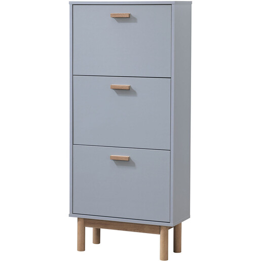 Schuhschrank Mason Schuhkipper mit 3 Klappen, weiß, modernes Design, Höhe 131 cm in grau & eichefarben