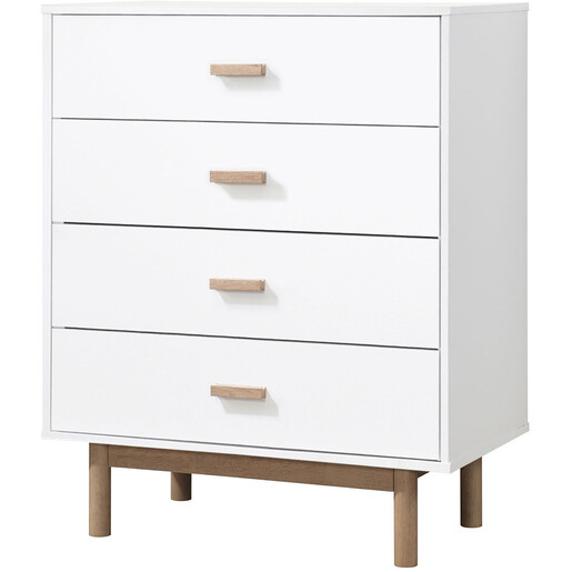 Kommode Mason, Schubladenkommode mit 4 Schubladen im skandinavischen Design in weiß/eichefarben