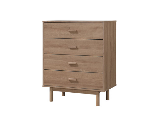 Kommode Mason, Schubladenkommode mit 4 Schubladen im skandinavischen Design in eichefarben