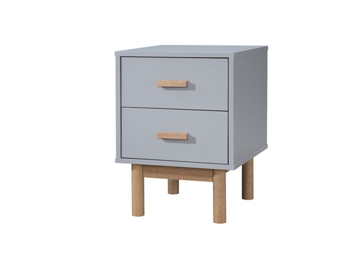 Nachtschrank Mason 2 Schubladen, weiß, Skandinavisches Design in grau & eichenfarben