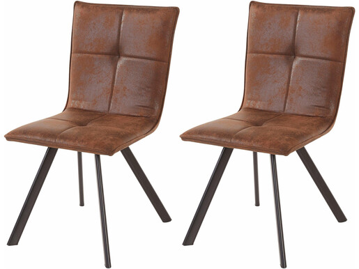 2er-Set Stühle PETE in braun mit Metallbeinen, Mikrofaser