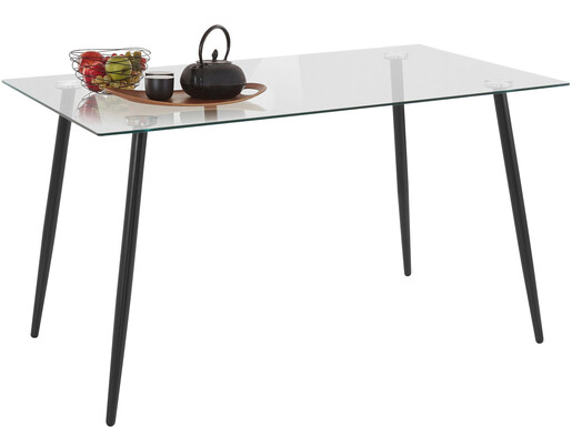 Esszimmertisch DANA mit Glasplatte und Metallbeinen, 140 cm