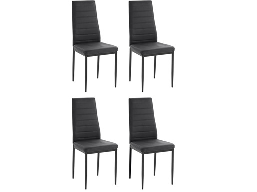 4er-Set Esszimmerstuhl SALLY aus Kunstleder in schwarz