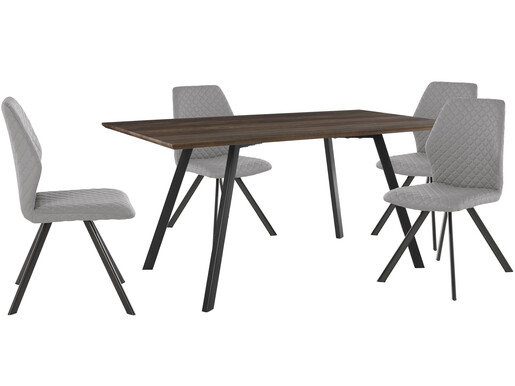 5-tlg. Essgruppe TABOR 200 cm mit 4 Stühlen in grau