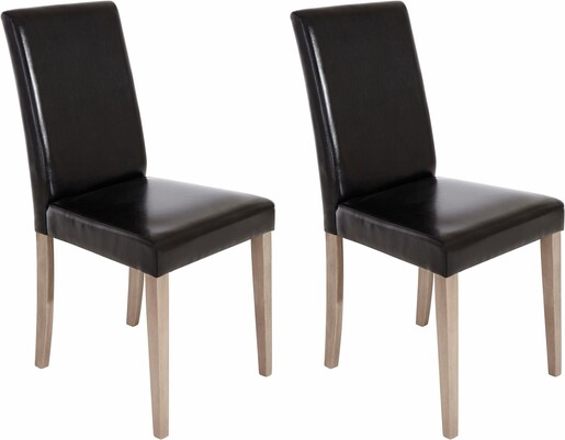 2er Set Stühle LU aus PU Leder in schwarz/hell eichefarben