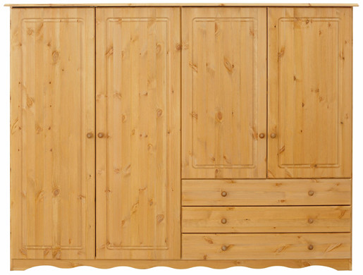 4-trg. Wäscheschrank MAISY aus Kiefer in gebeizt geölt