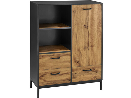1-trg. Highboard RAGNER mit 3Schubladen, schwarz/natur