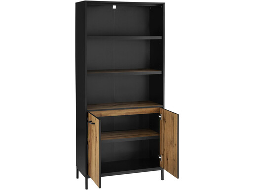 2-trg. Bücherschrank RAGNER in schwarz/natur, Höhe 180,5 cm