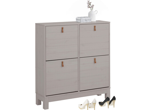 Schuhschrank ELFI mit 4 Klappen aus Kiefer in grau