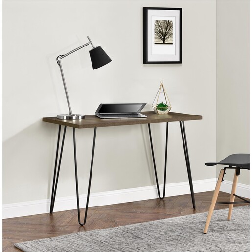 Schreibtisch Owen MDF, Hairpin Metallbeine, Breite 101,5 cm in walnuss