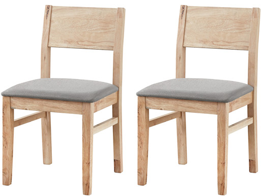 2er Set Esszimmerstuhl NORMAN mit Polstersitz, grau & natur