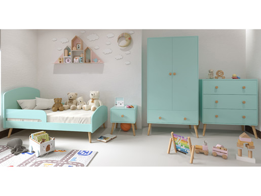 Kinderbett GIGI im skandinavischen Design mint, 70x140 cm