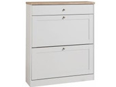 Schuhschrank HALEY mit 2 Klappen 1 Schubkasten in weiß/eiche