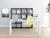 Schreibtisch mit Regal KNOX in beton/weiß aus MDF
