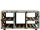 Sideboard IZZY auf Rollen aus Massivholz, Breite 145 cm