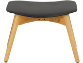 Ohrensessel Newman (Sessel mit Hocker), Fernsehsessel, Samtbezug mit Knopfheftung, Untergestell aus Massivholz in grau