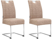 Freischwinger Chen (Set, 2 St), Esszimmerstuhl, Mikrofaser-Bezugstoff mit Büffellederoptik, Metallgestell, Sitzhöhe 47,5 cm in beige