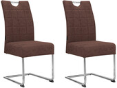 Freischwinger Chen (Set, 2 St), Esszimmerstuhl, Mikrofaser-Bezugstoff mit Büffellederoptik, Metallgestell, Sitzhöhe 47,5 cm in braun
