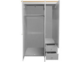  3-trg. Kleiderschrank EMILY mit 2 Schubladen, grau & eiche