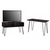 Lowboard Owen 2 offene Fächer, TV 42 inch, Stecknadelbeine aus Metall, Breite 106 cm in espresso