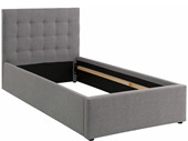 Polsterbett HOLLE mit Knopfheftung in grau, 100x200 cm