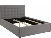 Polsterbett HOLLE mit Knopfheftung in grau, 140x200 cm