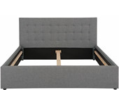 Polsterbett HOLLE mit Knopfheftung in grau, 180x200 cm