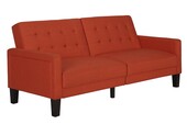 Schlafsofa Porter Futon, mit Knopfheftung, Breite 200 cm, Stoff Linen Look, in koralle farbe