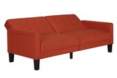Schlafsofa Porter Futon, mit Knopfheftung, Breite 200 cm, Stoff Linen Look, in koralle farbe