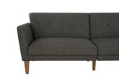 Schlafsofa Regal Bezug aus Leinenstoff, Holzbeine, Breite 204,5 cm in grau