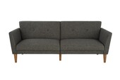Schlafsofa Regal Bezug aus Leinenstoff, Holzbeine, Breite 204,5 cm in grau