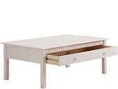 Couchtisch LENE aus Kiefer mit Schublade in weiß, 110 cm