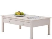 Couchtisch LENE aus Kiefer mit Schublade in weiß, 110 cm