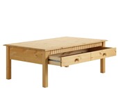 Couchtisch LENE mit Schublade Kiefer gebeizt geölt, 110 cm