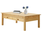 Couchtisch LENE mit Schublade Kiefer gebeizt geölt, 110 cm