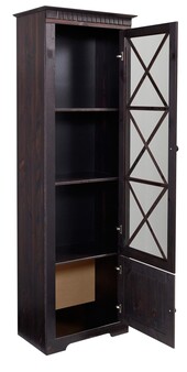2-trg. Vitrine LENE aus Kiefer massiv in havana lackiert