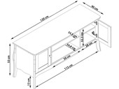 TV-Lowboard BAROQUE aus MDF in weiß, Breite 120 cm