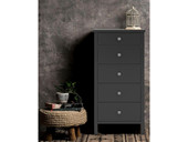 Kommode TICO 5 Schubladen aus MDF in schwarz