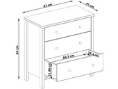 Kommode TICO 3 Schubladen aus MDF in grau