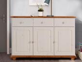 3-trg. Sideboard ANNETTE aus Kiefer massiv in weiß/honig