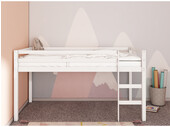 Hochbett ANTJE aus Kiefer massiv in weiß, 90x200 cm