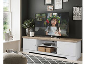 2-trg. TV-Lowboard NELE aus MDF in weiß/eiche, 158 cm breit
